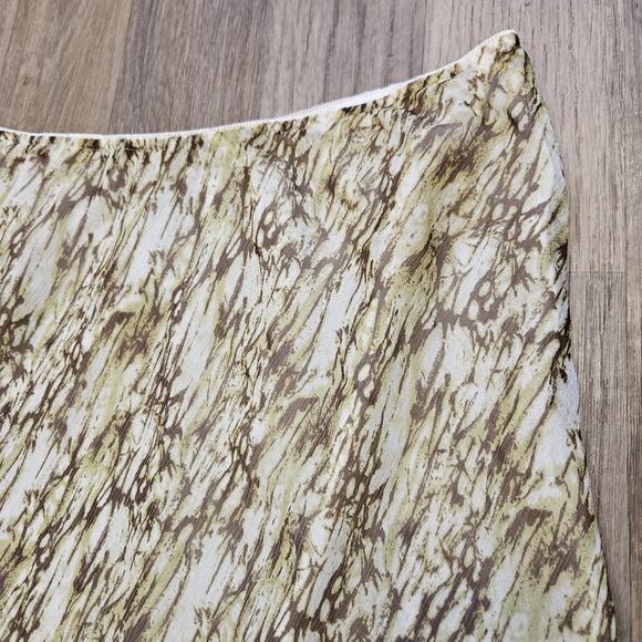 Vtg Bob Mackie Silk Midi Skirt Womens 14 Green Brown Abstract Fairycore Y2K Boho - Picture 3 of 9
